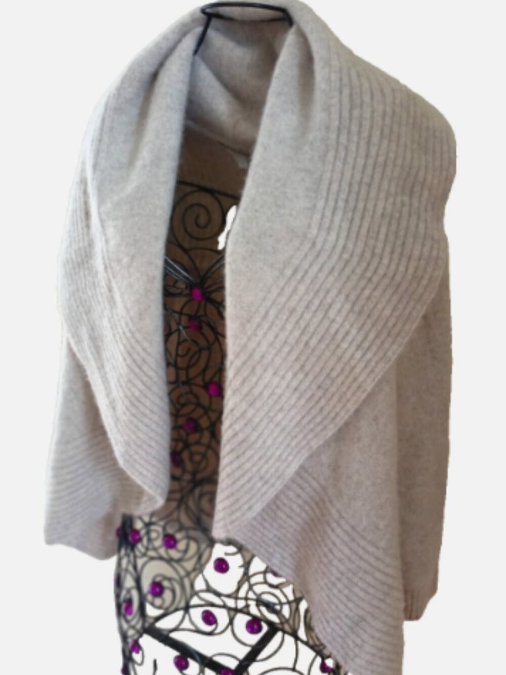 Captiva Cashmere Cardigan Shawl Collar Luxury Cocoon Cardigan Size S/ M Oatmeal - Picture 7 of 16